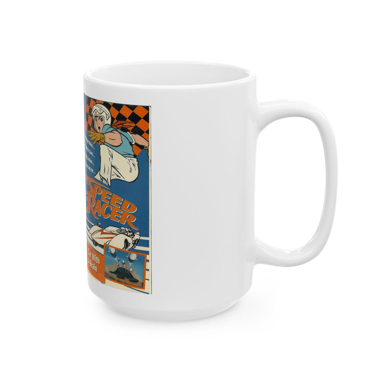 SPEED RACER CAR WITH A BRAIN (VHS COVER) - White Coffee Mug