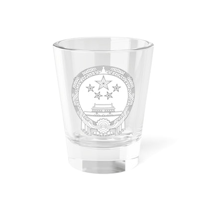 National Emblem of the Peoples Republic of China black and white (China) (Coat of Arms) Shot Glass 1.5oz