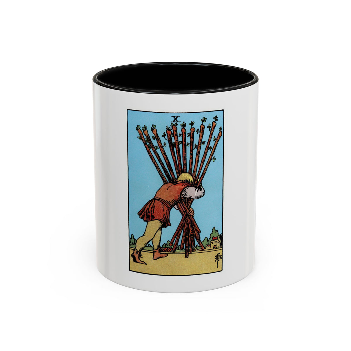 The 10 of Wands (Tarot Card) Accent Coffee Mug