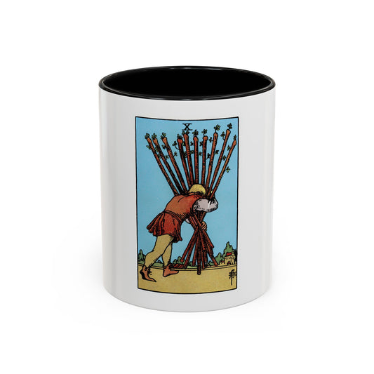 The 10 of Wands (Tarot Card) Accent Coffee Mug