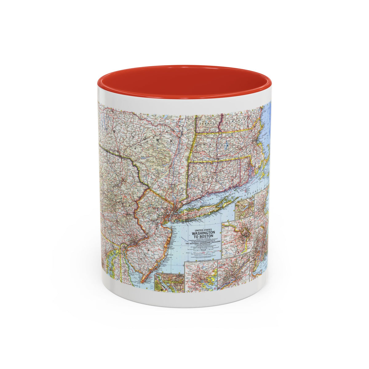 USA - Washington to Boston (1962) (Map) Accent Coffee Mug