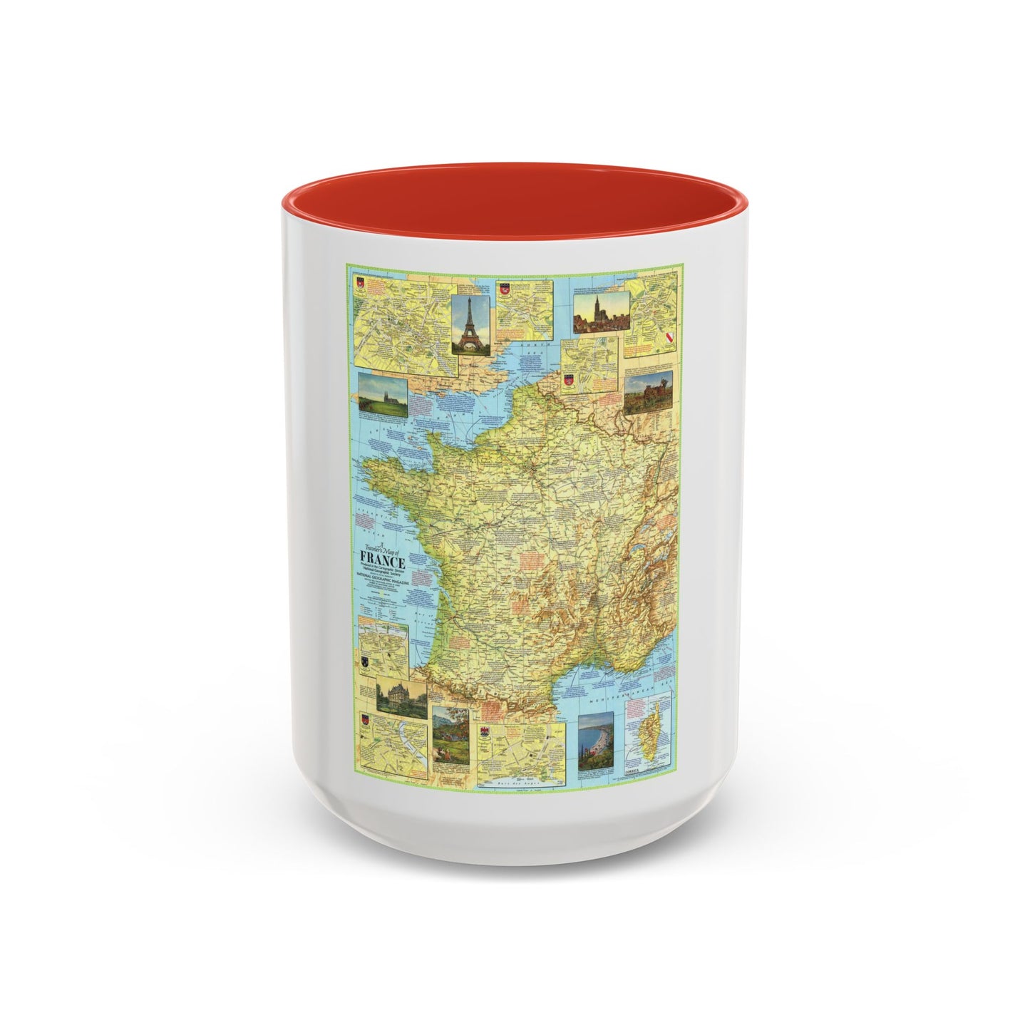 France - A Traveller's Map 1 (1971) (Map) Accent Coffee Mug