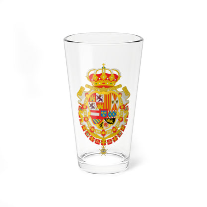 Escudo de armas de Felipe V de España Toisón y Espiritu Santo (Spain) (Coat of Arms) Pint Glass 16oz