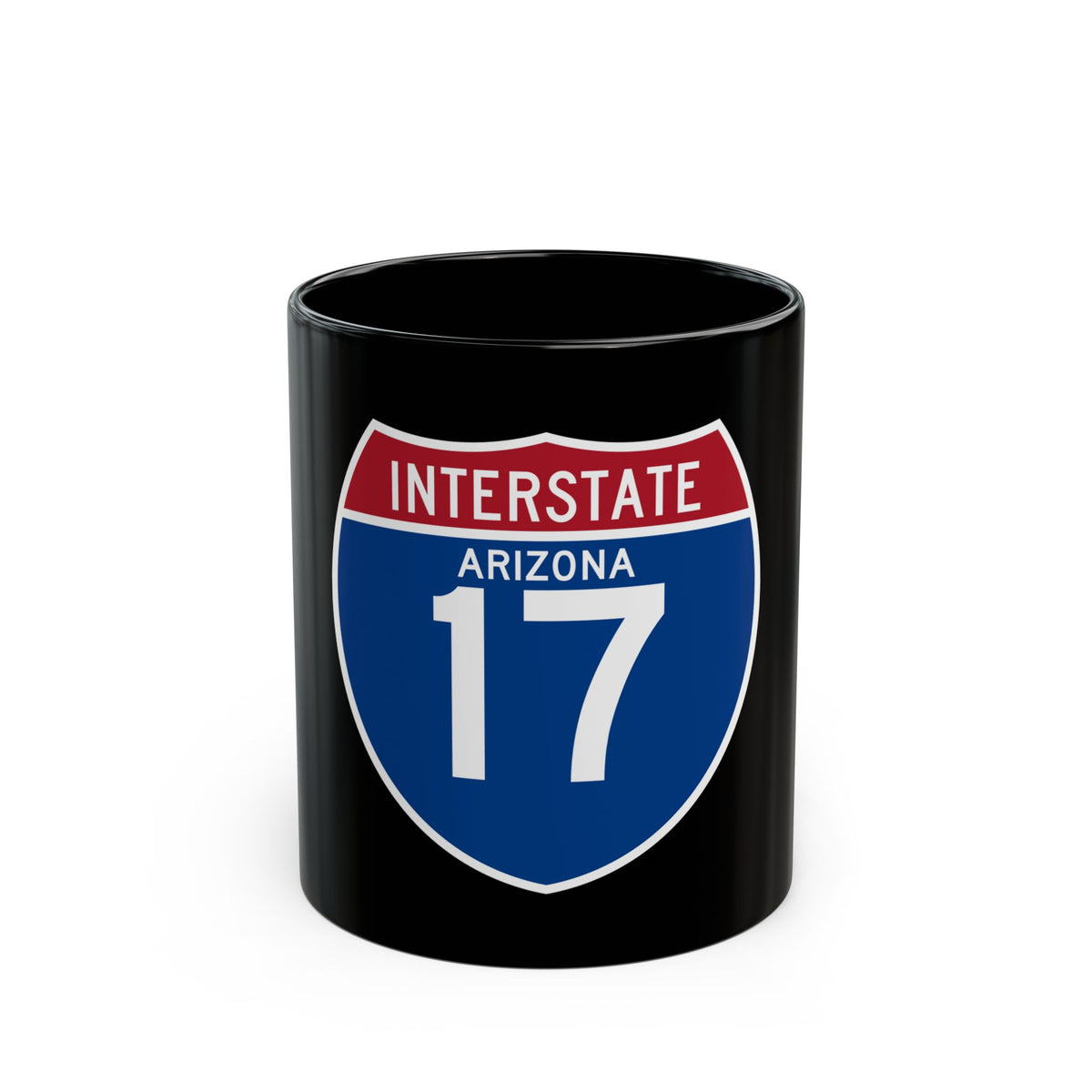 Blue and red Interstate highway shield reading INTERSTATE and ARIZONA above the large white route number 17.
