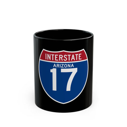 Blue and red Interstate highway shield reading INTERSTATE and ARIZONA above the large white route number 17.