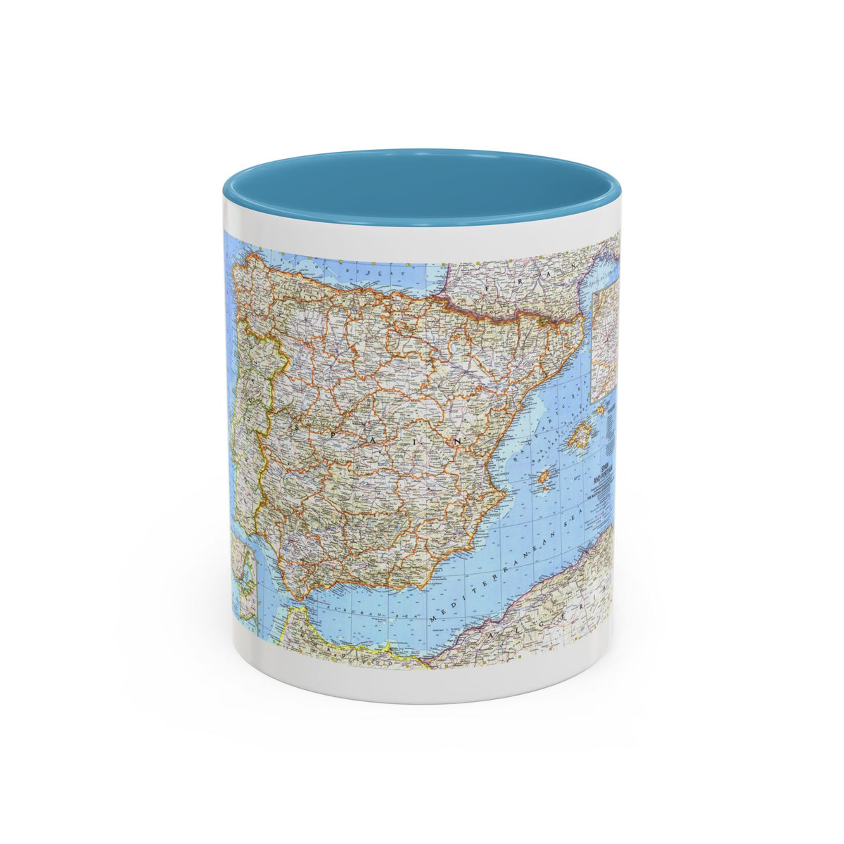 Spain and Portugal (1965) (Map) Accent Coffee Mug