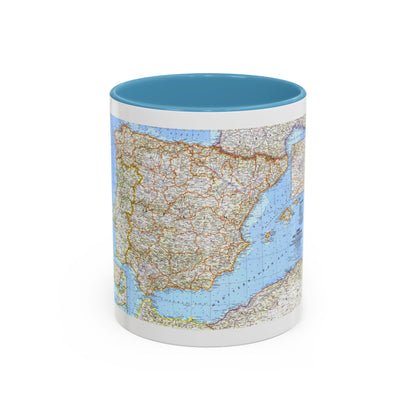 Spain and Portugal (1965) (Map) Accent Coffee Mug