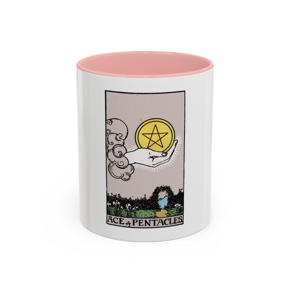 The Ace of p of Pentacles (Tarot Card) Accent Coffee Mug