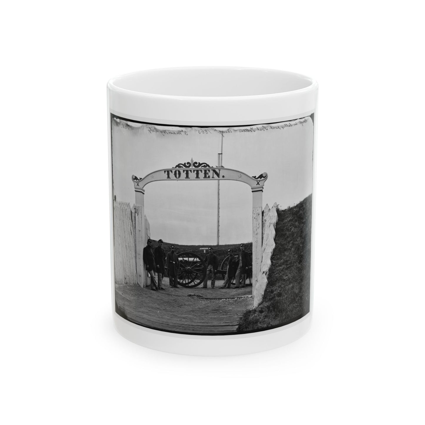 District Of Columbia. Men And Gun Of 3d Massachusetts Heavy Artillery At Ornamental Gate Of Fort Totten (U.S. Civil War) White Coffee Mug