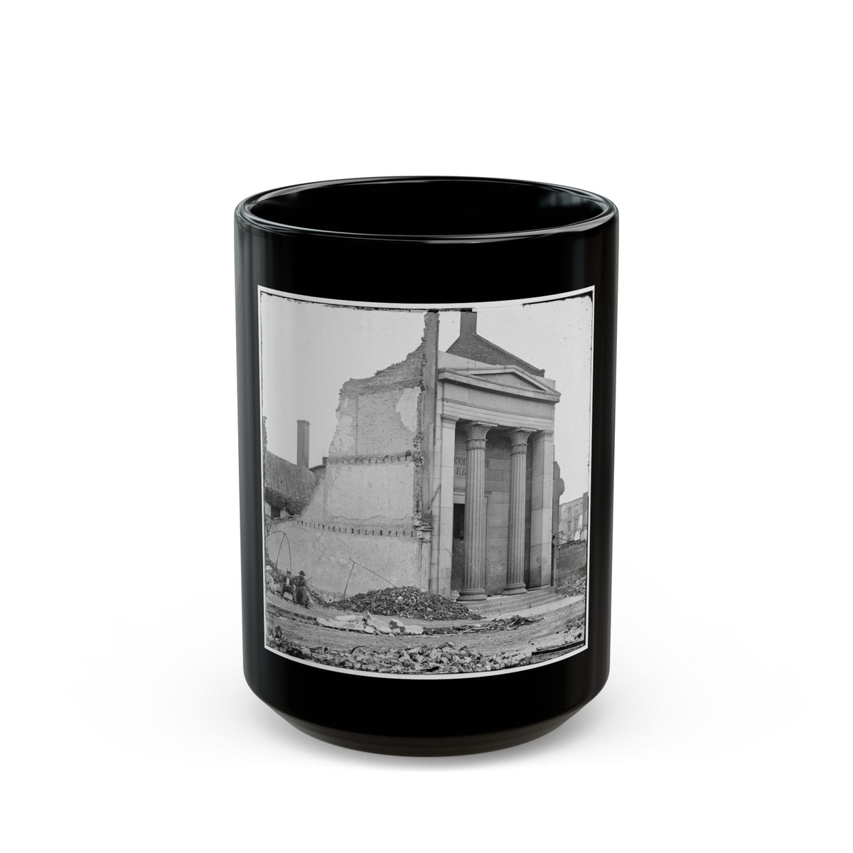 Richmond, Va. Ruins Of The Exchange Bank (Main Street) With The Facade Nearly Intact (U.S. Civil War) Black Coffee Mug