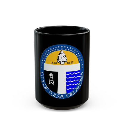 Seal of Tulsa Oklahoma - Black Coffee Mug