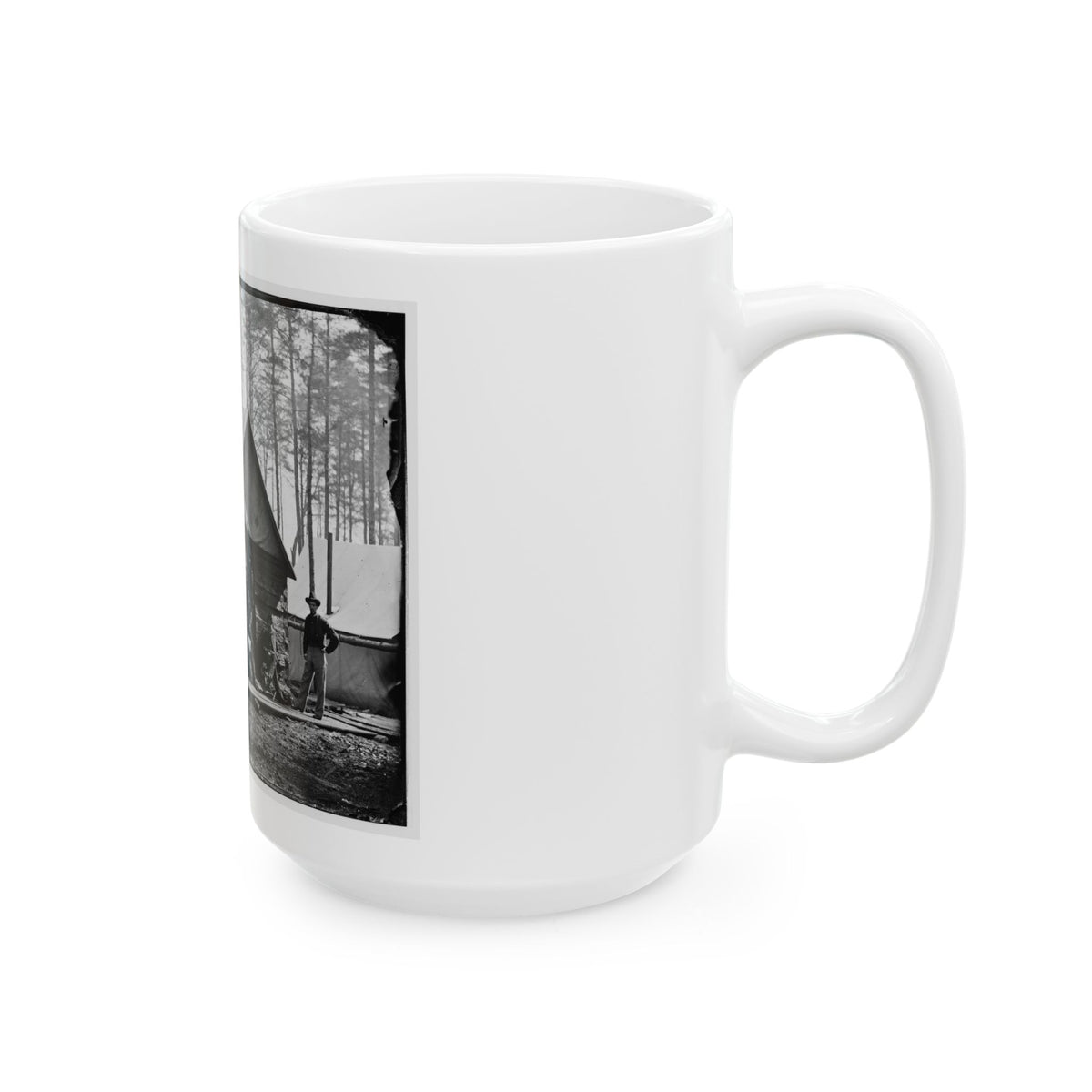 Brandy Station, Va. Officers In Front Of Winter Quarters At Army Of The Potomac Headquarters (U.S. Civil War) White Coffee Mug