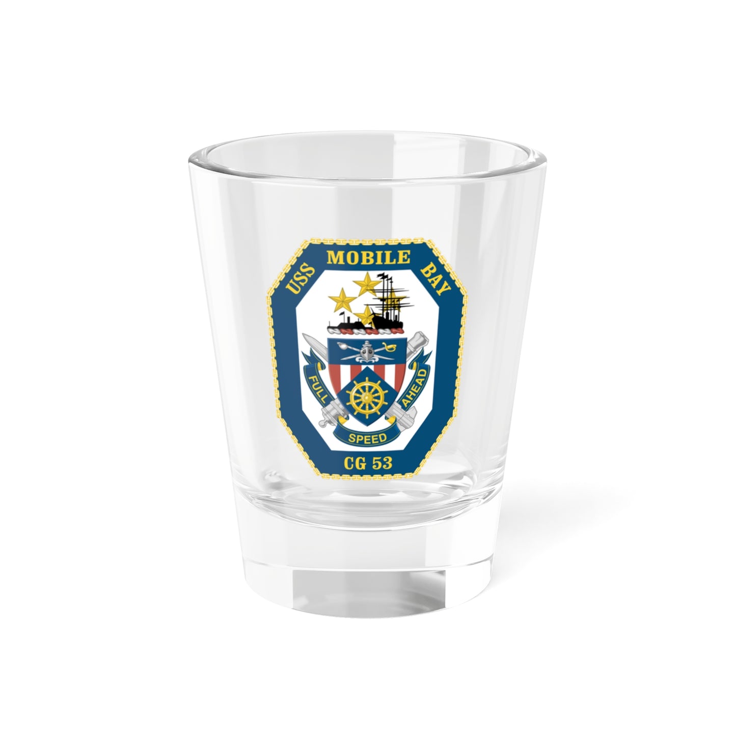 USS Mobile Bay CG 53 Crest (U.S. Navy) Shot Glass 1.5oz