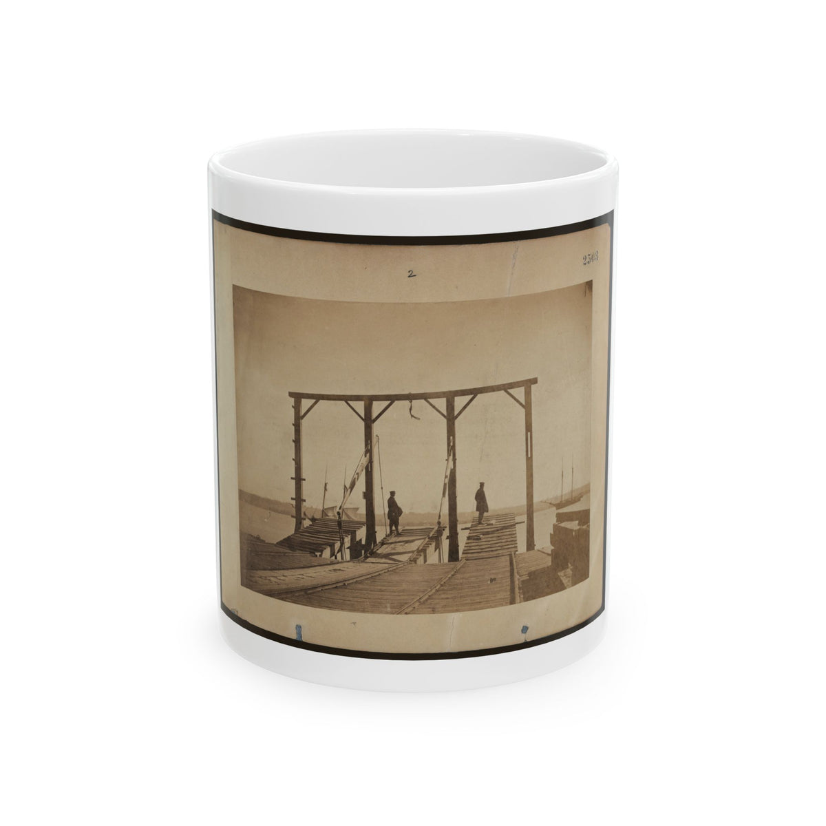 Bridges By Means Of Which Cars Are Loaded Upon Or Unloaded From Arks Or Barges (U.S. Civil War) White Coffee Mug