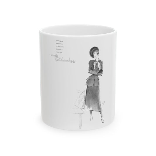 Handmachers fashion illustration (1), 1948 - White Coffee Mug