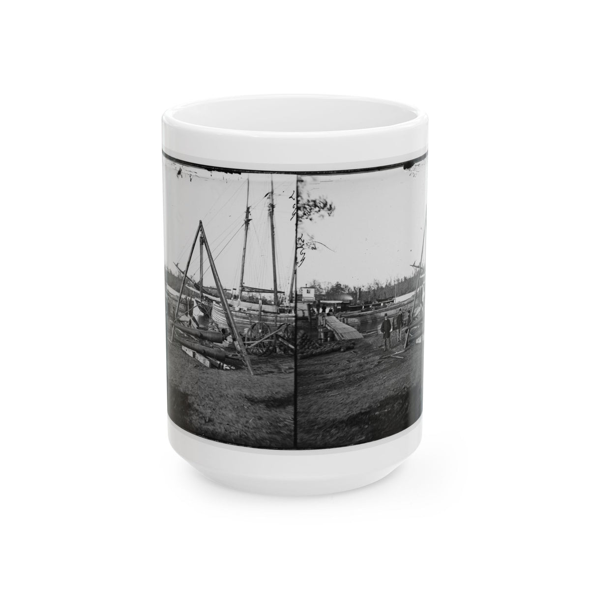 Broadway Landing, Va.  Tripod Artillery Swing By The Appomattox (U.S. Civil War) White Coffee Mug