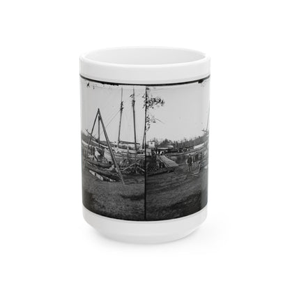 Broadway Landing, Va.  Tripod Artillery Swing By The Appomattox (U.S. Civil War) White Coffee Mug