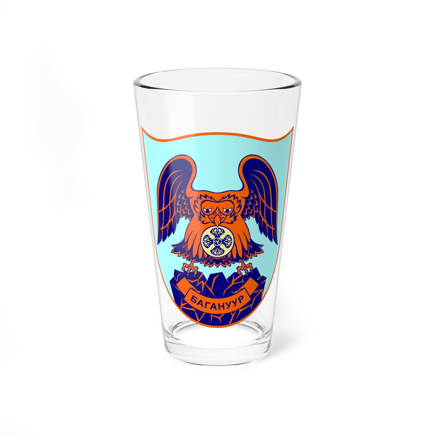 Emblem of Baganuur district Ulaanbaatar (Mongolia) (Coat of Arms) Pint Glass 16oz