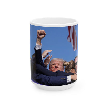 Donald Trump Shot Assasanation Attempt Bloody Ear USA v2 - White Coffee Mug