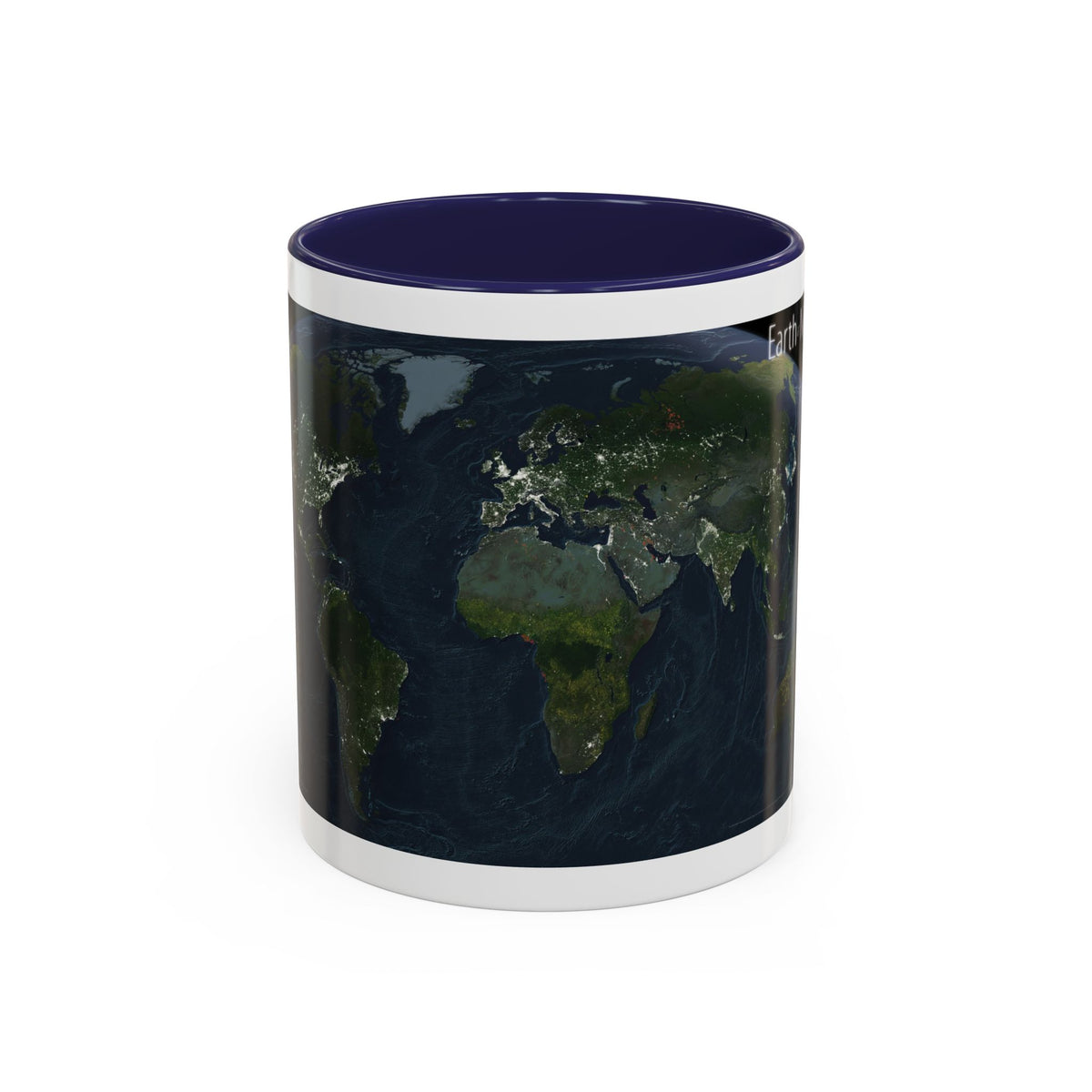 World Map - Earth at Night (2004) (Map) Accent Coffee Mug