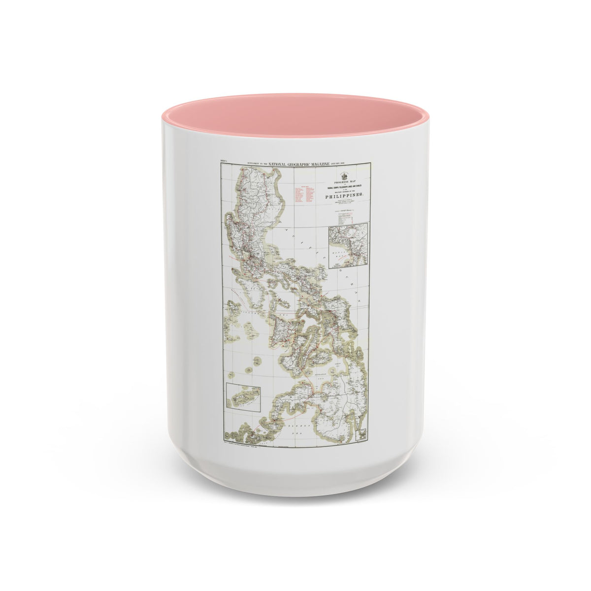 Philippines, The 1 & 2 (1902) (Map) Accent Coffee Mug