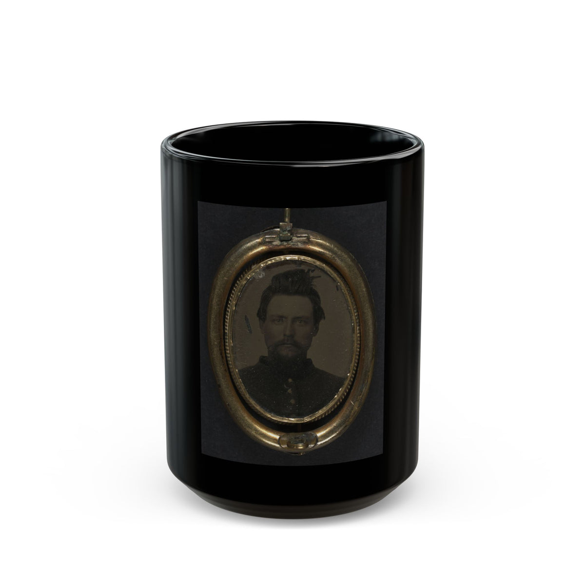 Unidentified Soldier In Union Uniform And Lock Of Hair In Brooch (U.S. Civil War) Black Coffee Mug