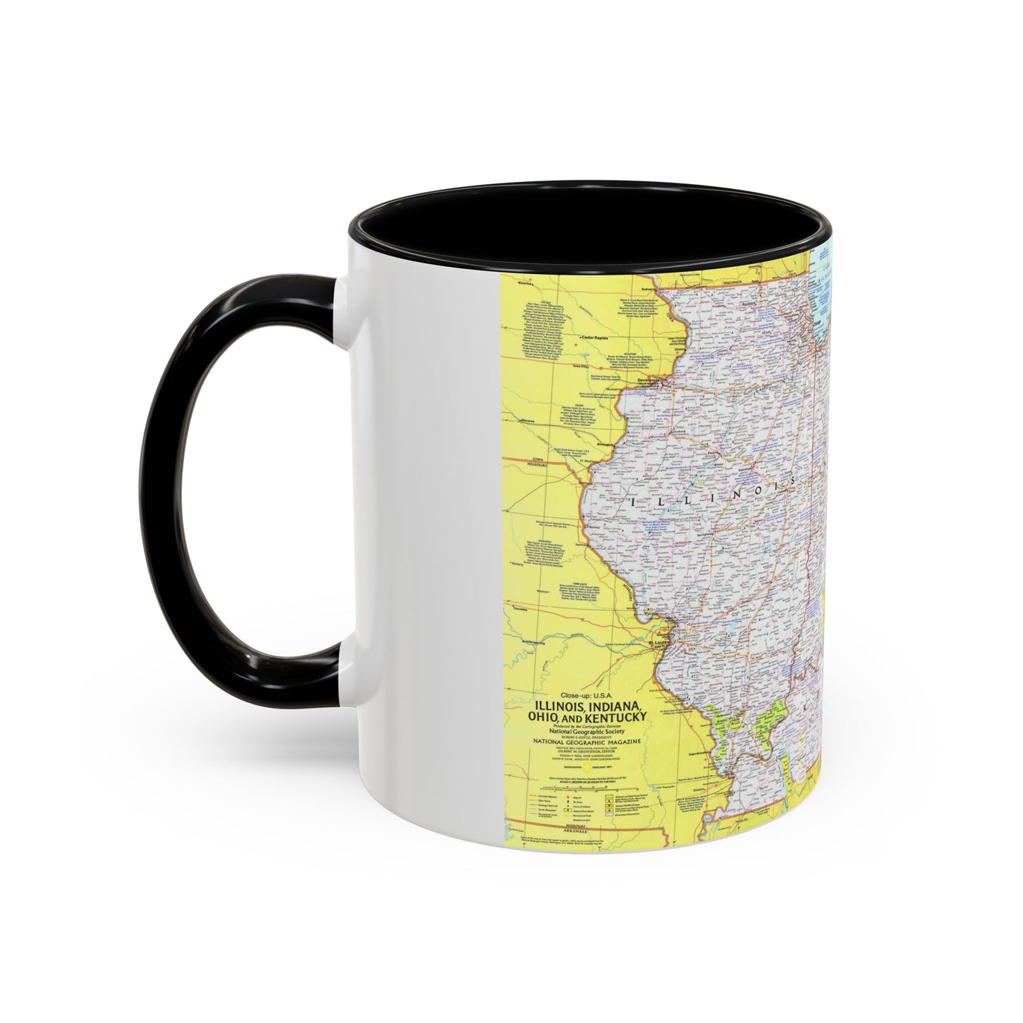 USA - Illinois, Indiana, Ohio, Kentucky 1 (1977) (Map) Accent Coffee Mug