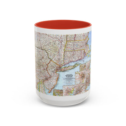 USA - Washington to Boston (1962) (Map) Accent Coffee Mug