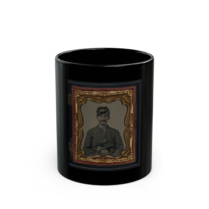 Unidentified Soldier In Union Sack Coat And Company C Forage Cap With Colt Revolver (U.S. Civil War) Black Coffee Mug