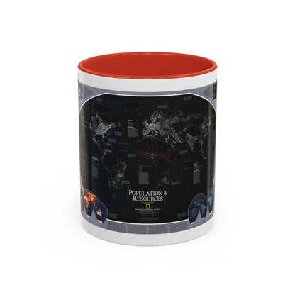 World Map - Population and Resources (1998) (Map) Accent Coffee Mug