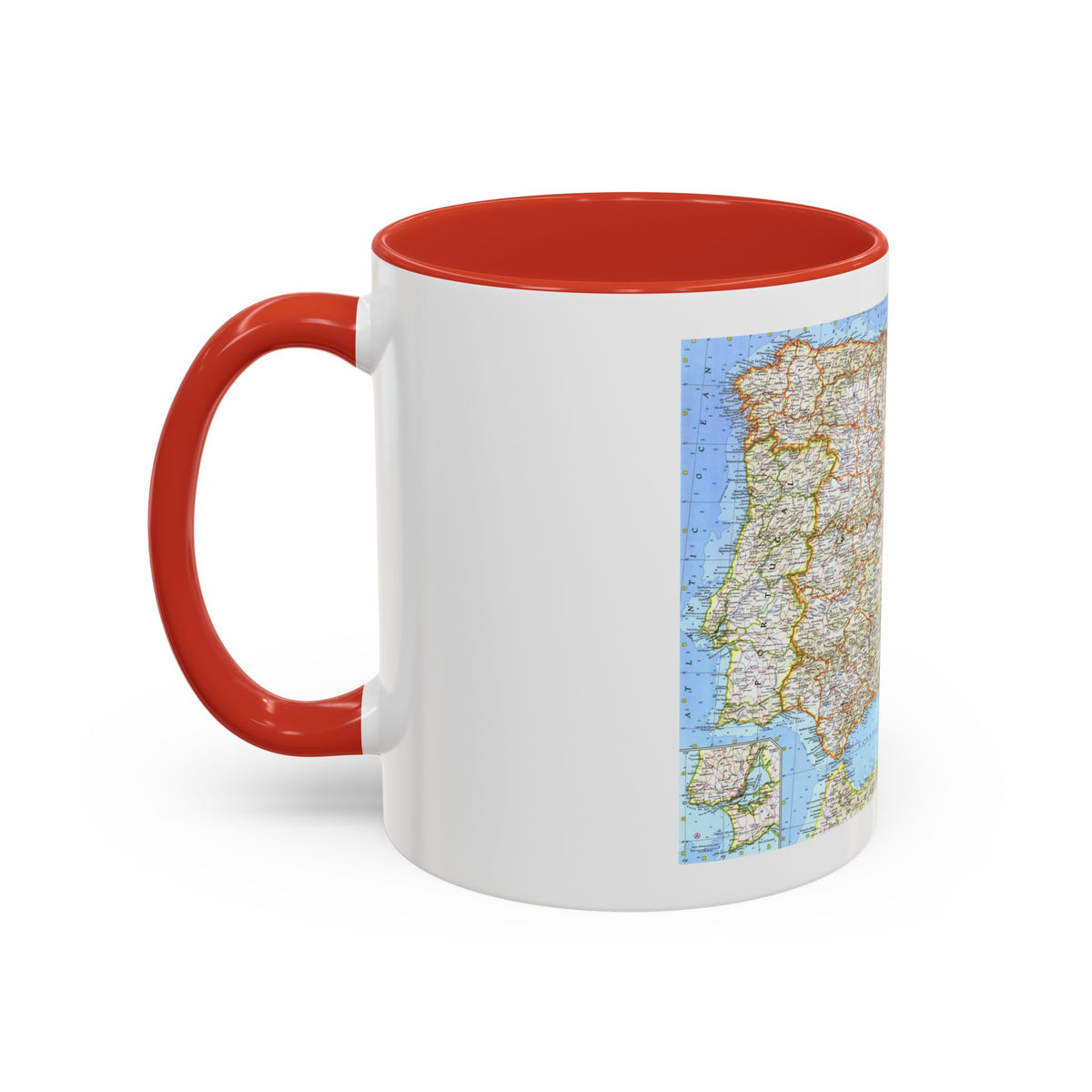 Spain and Portugal (1965) (Map) Accent Coffee Mug