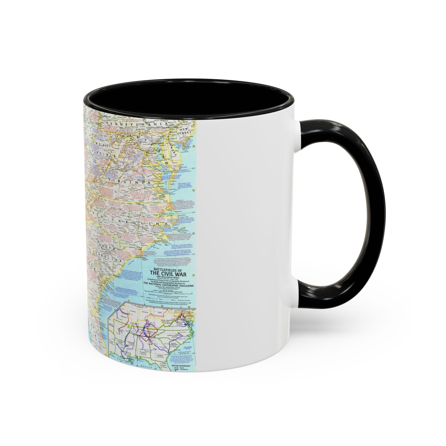 USA - Battlefields of the Civil War 1 (1961) (Map) Accent Coffee Mug