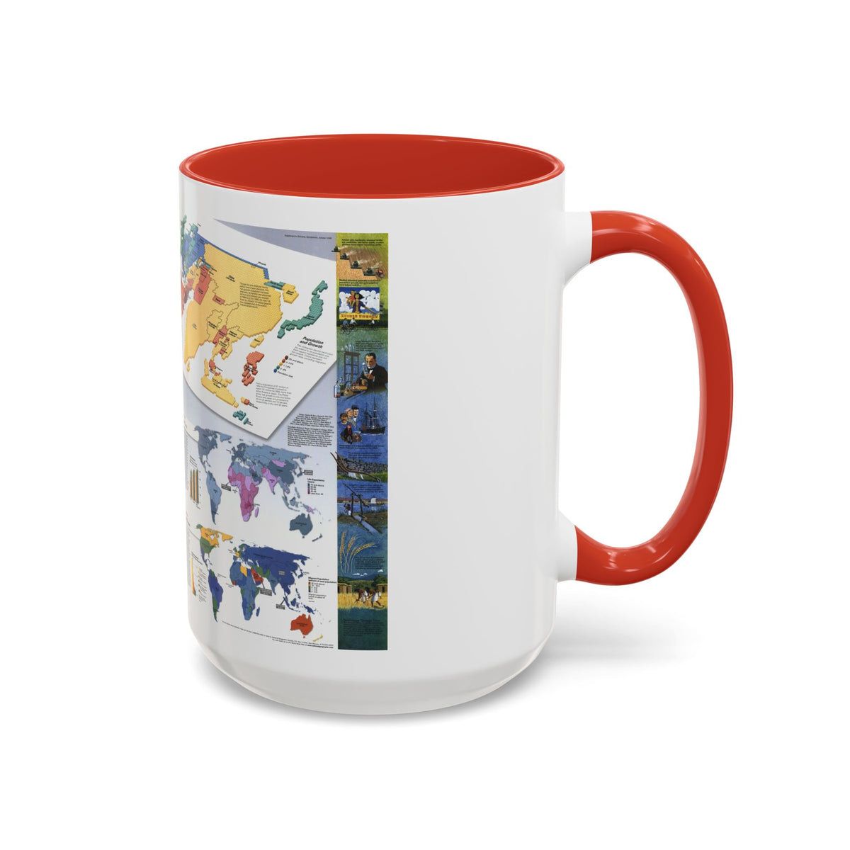 World Map - Population (1998) (Map) Accent Coffee Mug