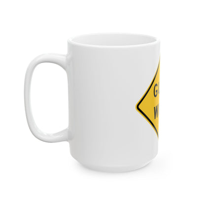 WISDOT W8-72 (Wisconsin) (Road Sign) White Coffee Mug-Go Mug Yourself