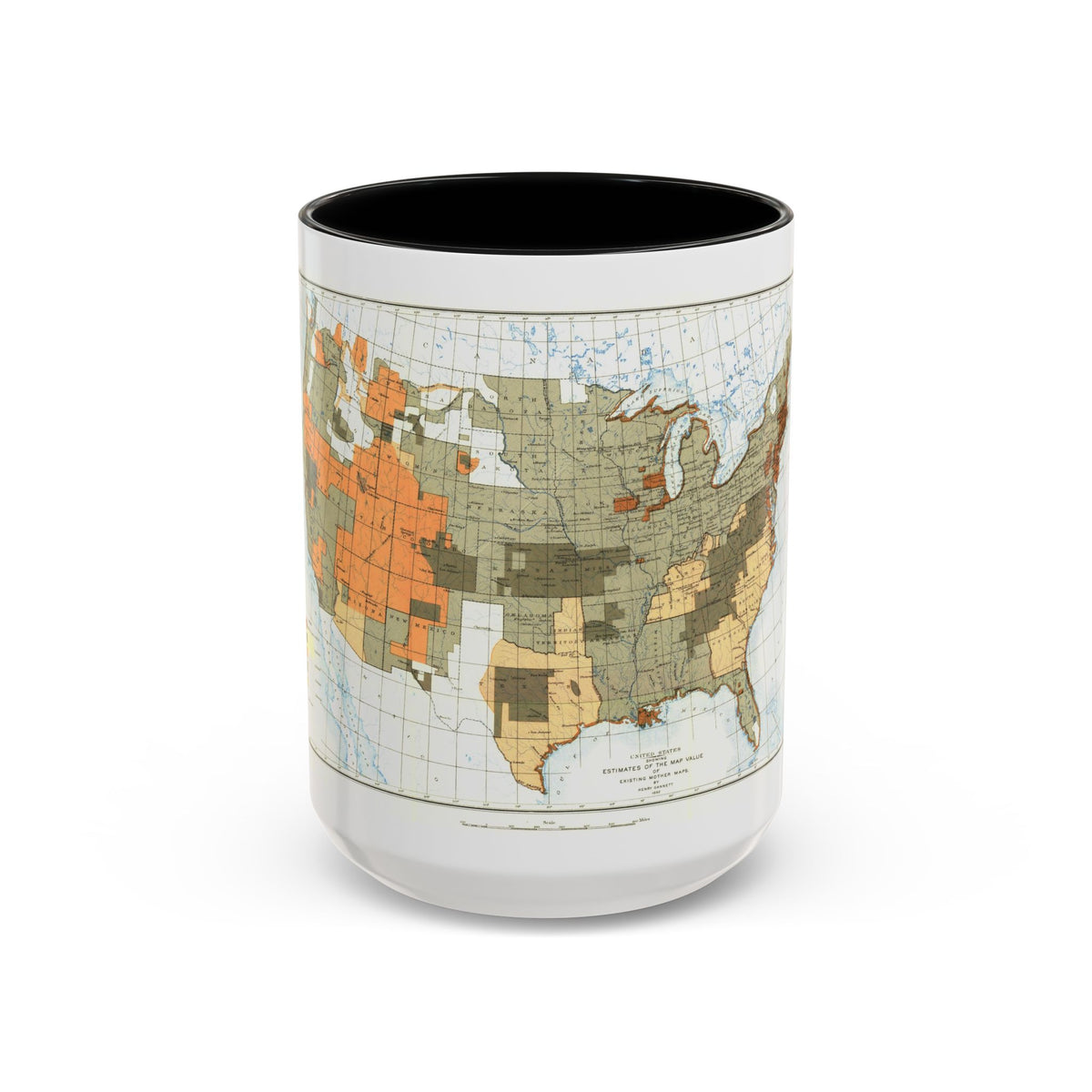 USA - The United States (1892) (Map) Accent Coffee Mug