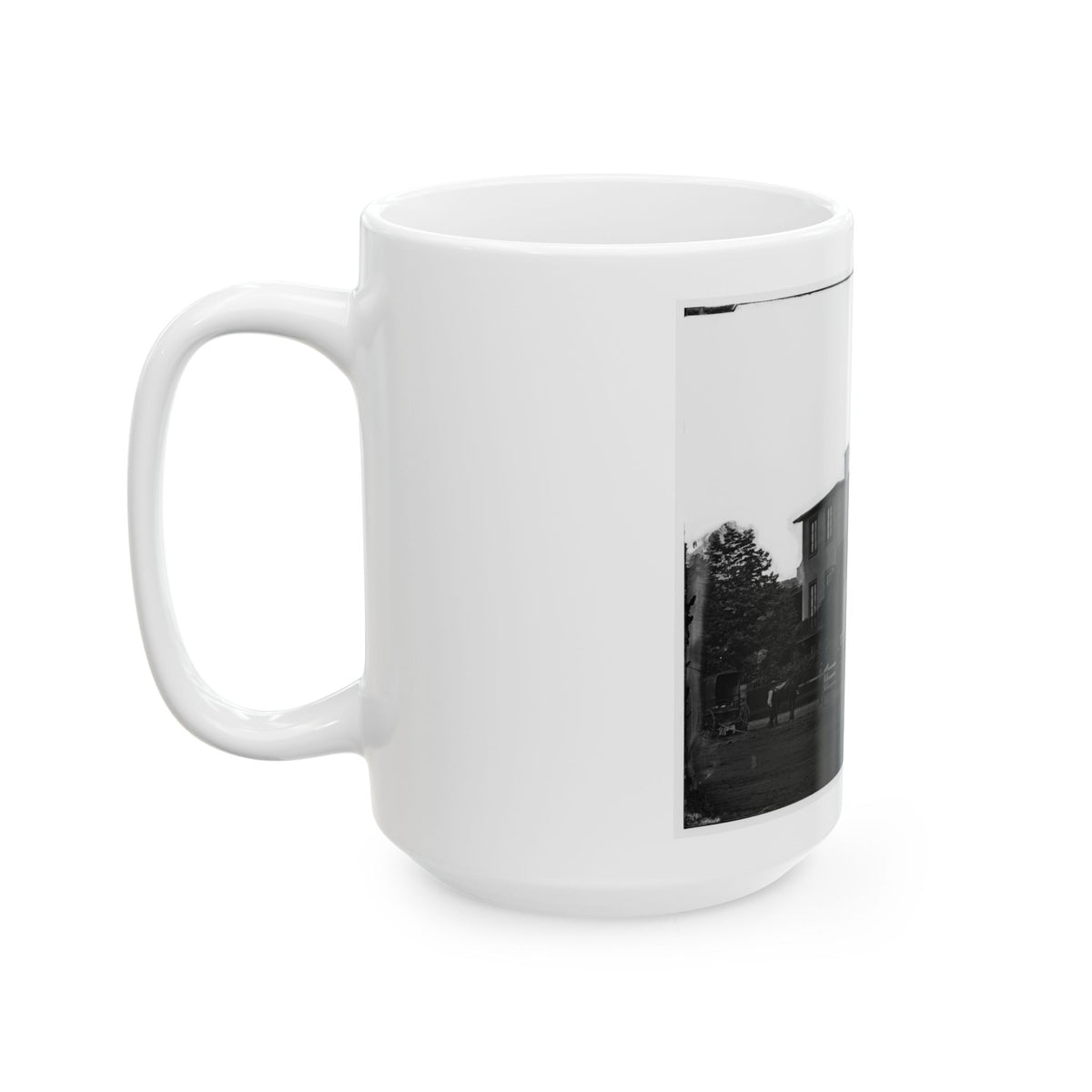 Washington, District Of Columbia. Eight Soldiers In Formation In Front Of Temporary Buildings (U.S. Civil War) White Coffee Mug