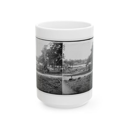 Petersburg, Virginia (Vicinity). View Of James River And Photographic Wagon Of Engineer Corps (U.S. Civil War) White Coffee Mug