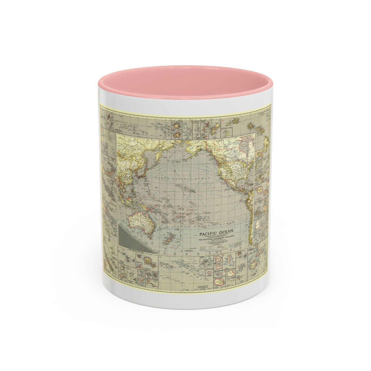 Pacific Ocean (1936) (Map) Accent Coffee Mug
