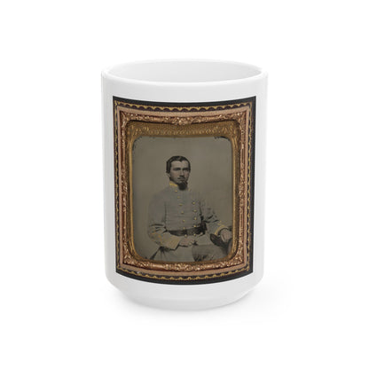 Unidentified Soldier In Confederate Lieutenant's Uniform And Eagle Belt Plate (1) (U.S. Civil War) White Coffee Mug