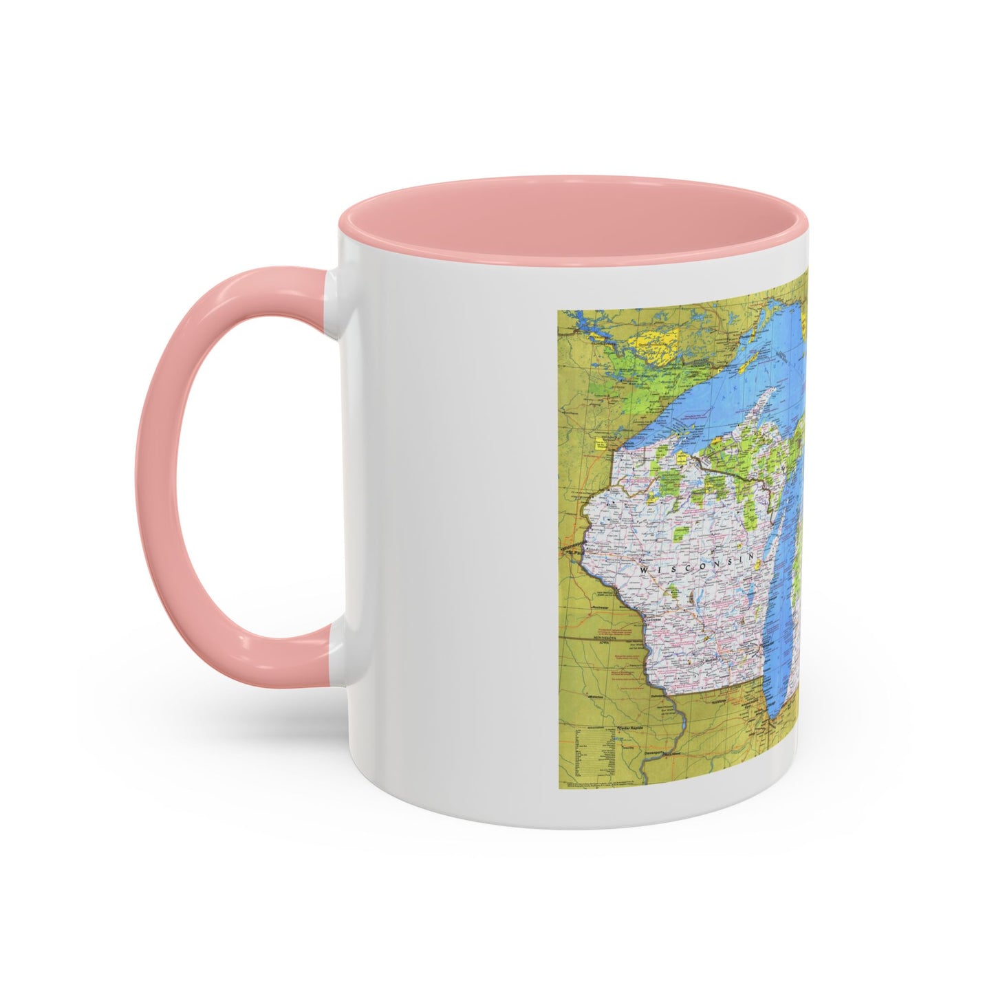 USA - Wisconsin, Michigan ,Great Lakes 1 (1973) (Map) Accent Coffee Mug