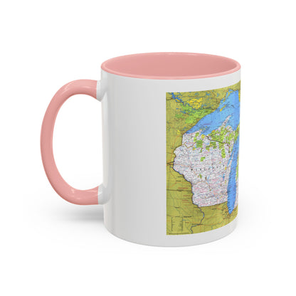 USA - Wisconsin, Michigan ,Great Lakes 1 (1973) (Map) Accent Coffee Mug