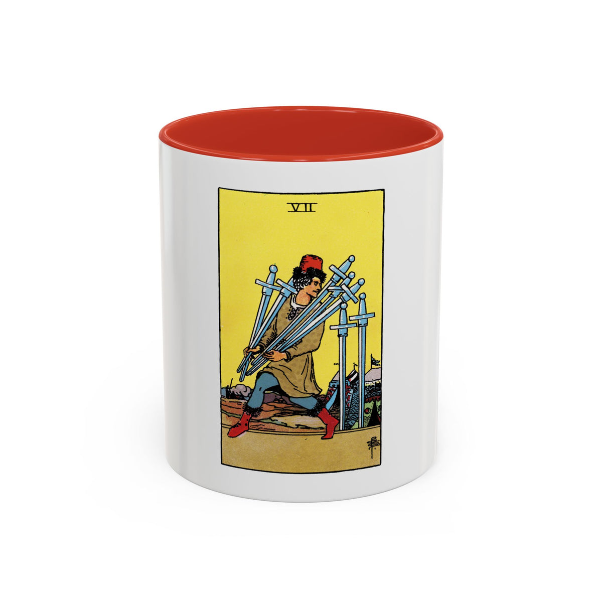 The 7 of Swords (Tarot Card) Accent Coffee Mug