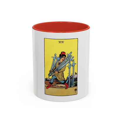 The 7 of Swords (Tarot Card) Accent Coffee Mug