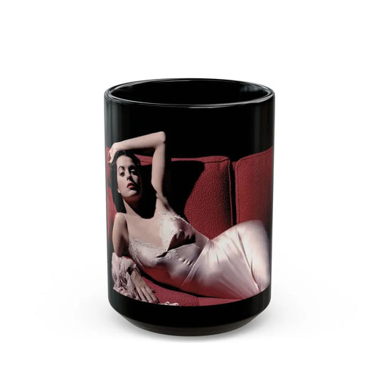 Faith Domergue #141 (Vintage Female Icon) Black Coffee Mug-15oz-Go Mug Yourself