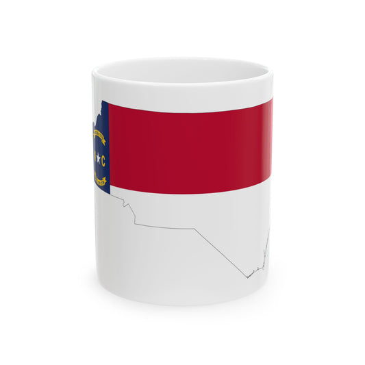 Flag-map of North Carolina (United States) White Coffee Mug
