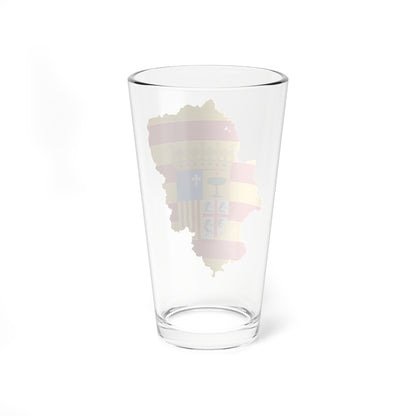 Flag map of Aragon (Spain) Pint Glass 16oz