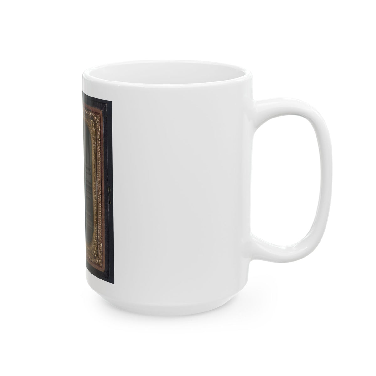 Unidentified Soldier In Union Uniform In Front Of Posing Stand And Leaning Against Column (U.S. Civil War) White Coffee Mug