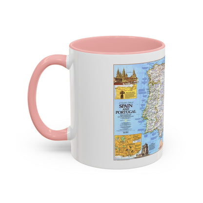 Spain and Portugal - A Traveller's Map 1 (1984) (Map) Accent Coffee Mug