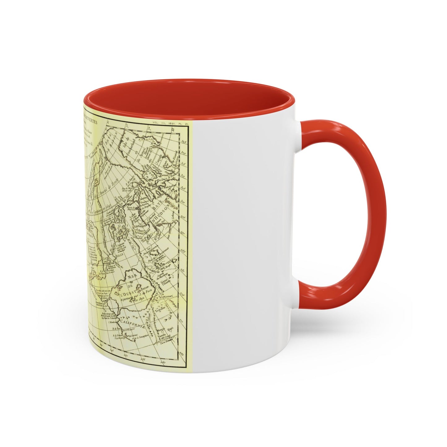 Carte Generale des Decouvertes de l'Amiral de Fonte (1762) (Map) Accent Coffee Mug