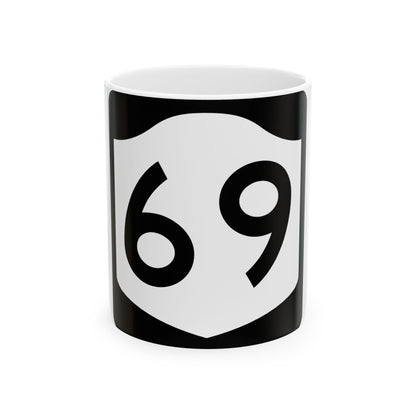 NY-69 (New York) (Road Sign) White Coffee Mug